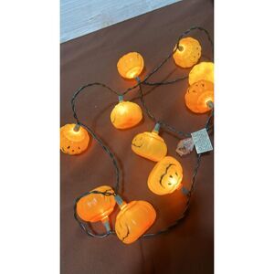 Vintage Halloween Blow Mold Smiling Pumpkin Jack O Lantern 10  String Lights